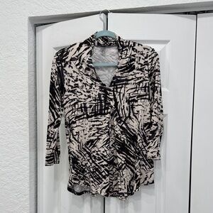 Abstract Black and Cream Women's Top